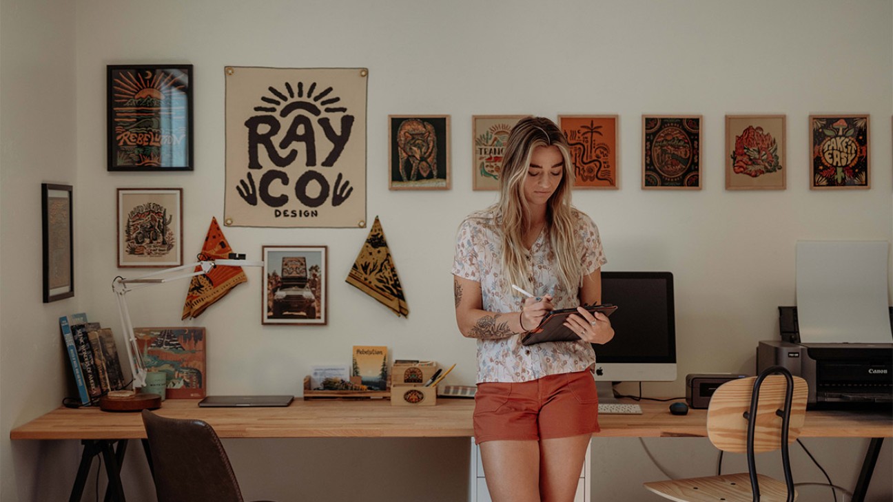 Rachel Jung drawing in her Rayco Design studio