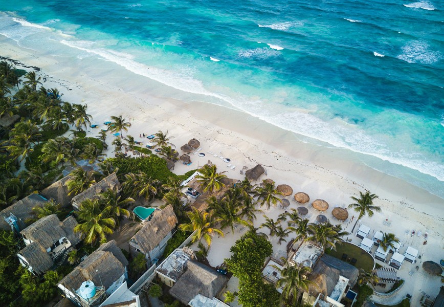 A beach at Tulum Mexico is one of the best things to do there