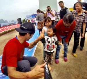 Kids excited to see somebody who flies