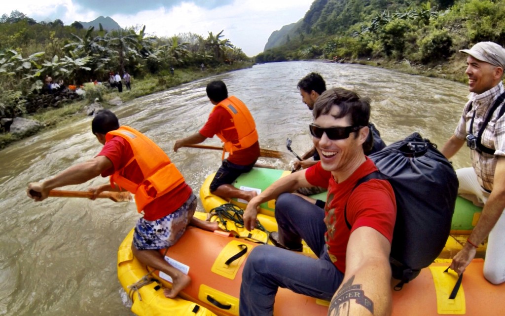 Being ferried across the river