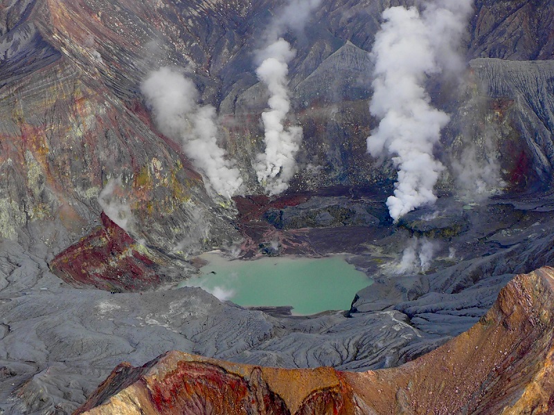 gray mountain crater