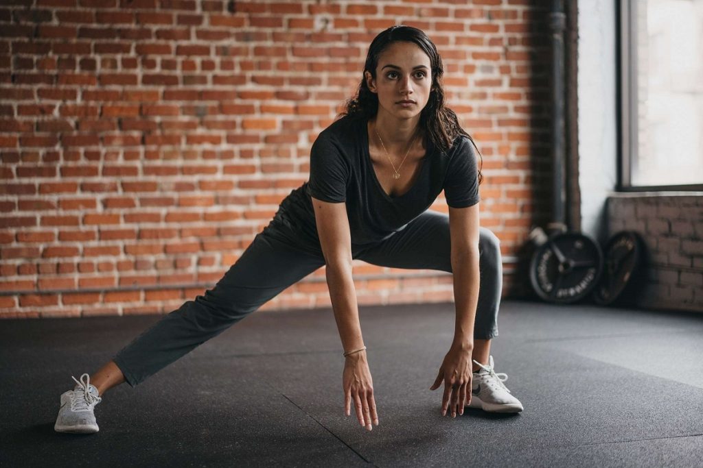 a woman working out indoors