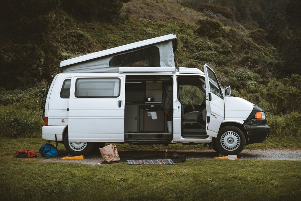 white camper van during daytime