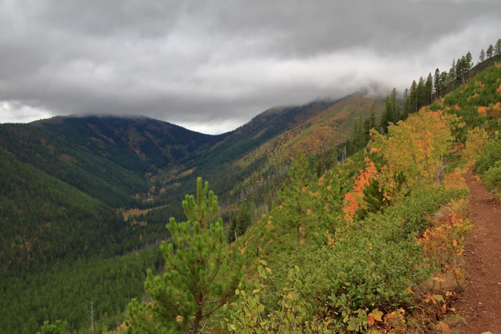 Hiking trail with the view of the mountains