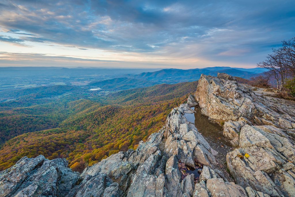 Autumn sunset view from Little Stony Man Cliffs