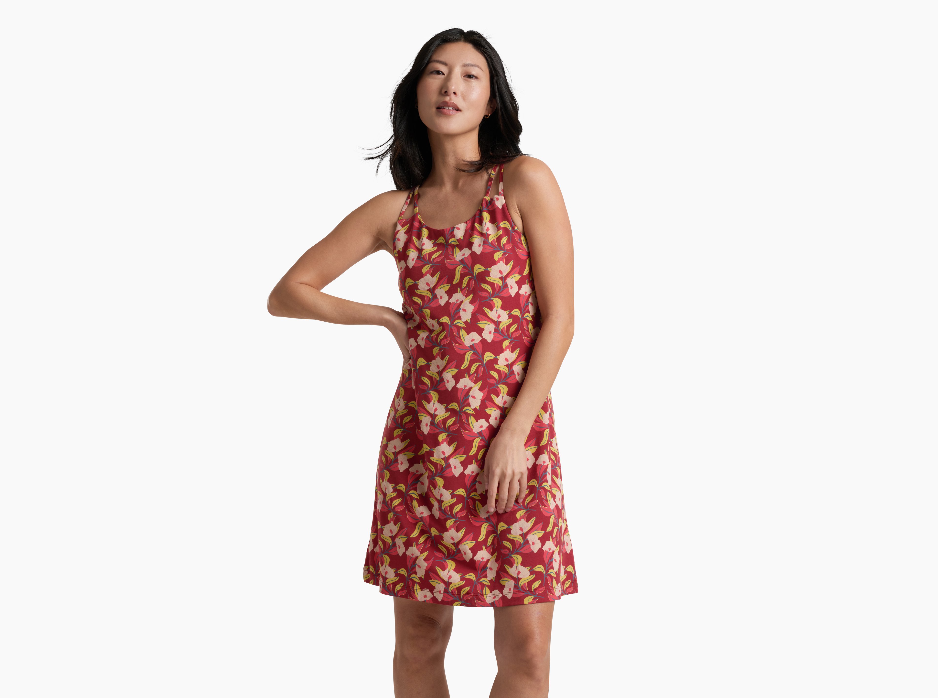 KUHL Lyra Krossbak Dress GARNET ROSE PRINT Front